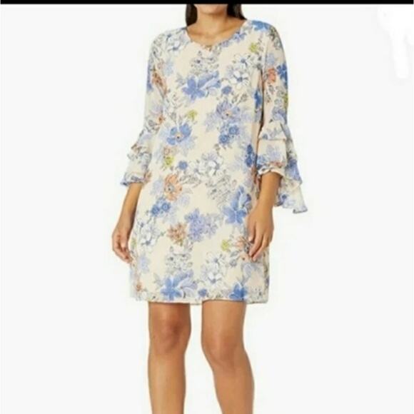 Nanette Lepore Pink Floral Ruffle Dress size 12 - Picture 1 of 11